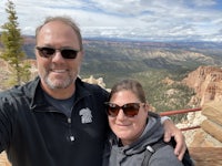 a man and a woman taking a selfie